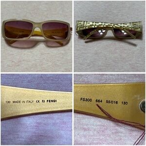 FENDI vintage sunglasses monogram pattern bronze/gold- FS300 FF frame brown lens